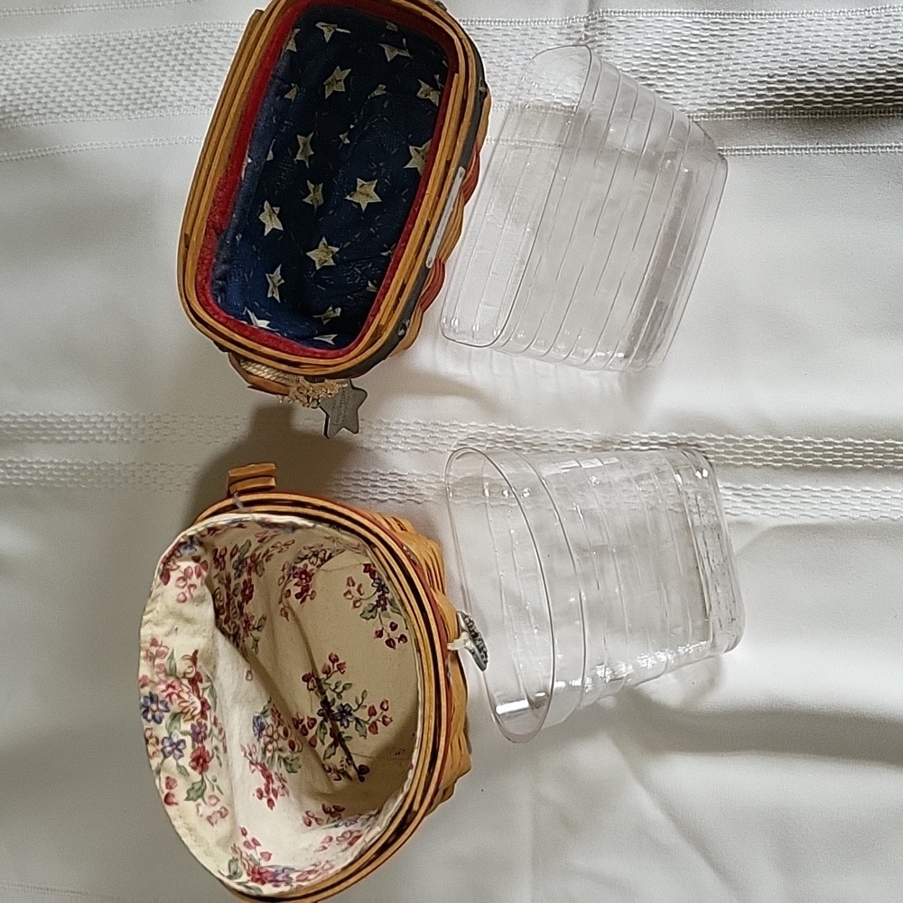 Longaberger Woven Baskets 2001 Inaugural Basket & 2002 Love Notes Basket &Liners - Picture 7 of 15